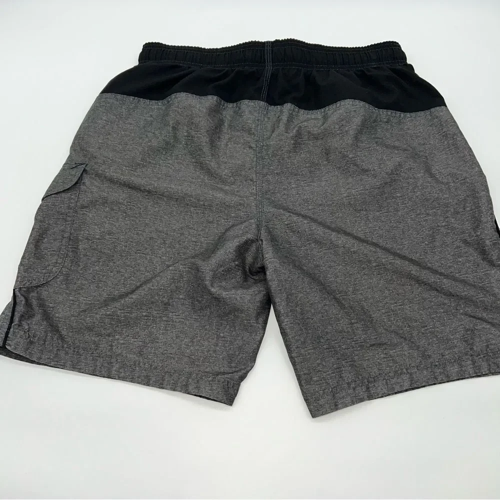 Speedo Men's Gray and Black Swim Board Shorts-Size L